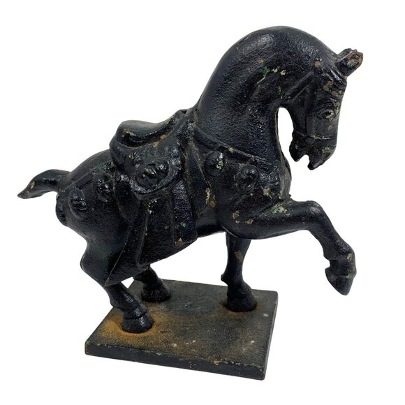VTG Horse Sculpture Black Painted Decorative Statue Paperweight 2 LBS 1.1 OZ - Picture 1 of 8